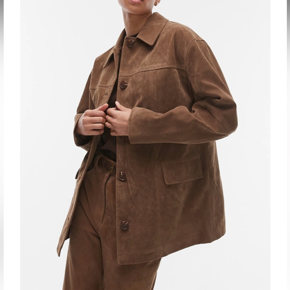 NWT Topshop High Break Faux Suede Shirt Jacket Style Coat